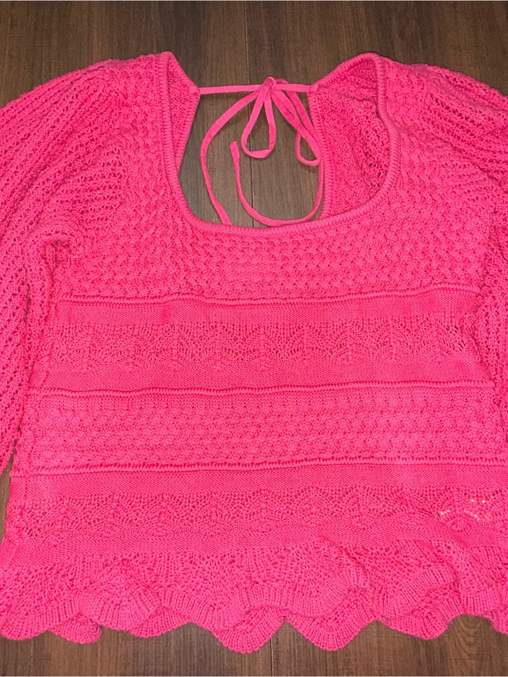 Lucy Paris Pink Knit Tie-Back Top Size Medium